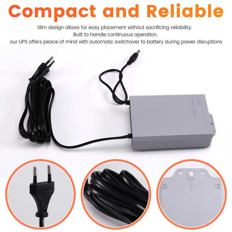 C 12V-2A Uninterruptible Power Ply For Wifi Modem Router Security Camera UPS Battery Backup Protect