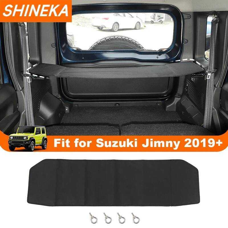 SHINEKA ด้านหลังผ้าม่านกระเป๋าสุทธิสําหรับ Suzuki Jimny 4 ประตู 2019 Up Stowing Ti อุปกรณ์ตกแต่งภายใ