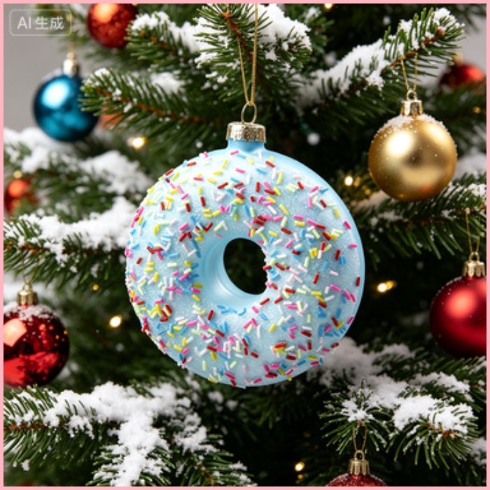 Blown แก้ว Donuts เครื่องประดับคริสต์มาสเครื่องประดับต้นคริสต์มาสตกแต่ง Donuts งานฝีมือแก้ว