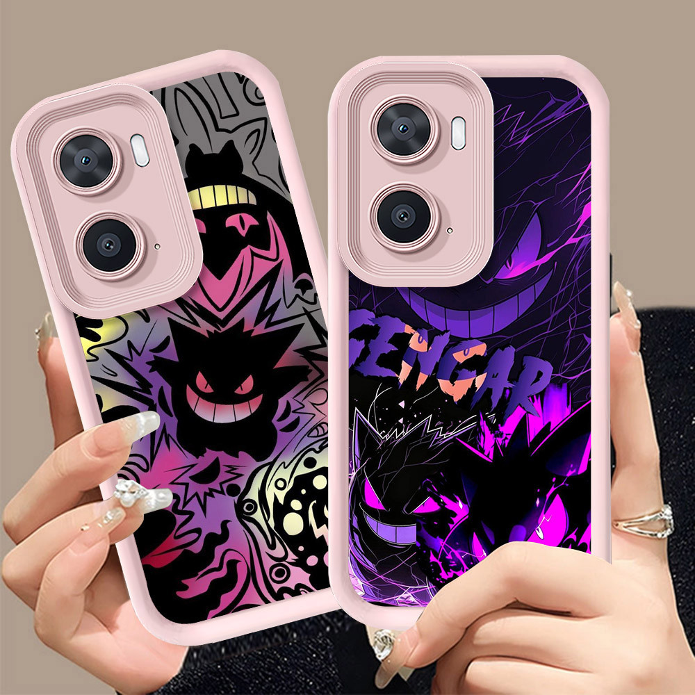 Q-16 Pokemon Gengar ขาวดำเคสโทรศัพท์หรับ VIVO IQOO Z7i Y01A Y02S Y15S Y15A Y16 Y01 ปกสีชมพู