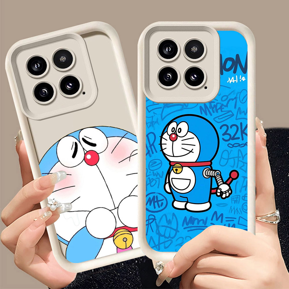 Q-27 Doraemon ขาวดำเคสโทรศัพท์หรับ Xiaomi POCO M5S 14T X5 X6 Pro ปกสีชมพู