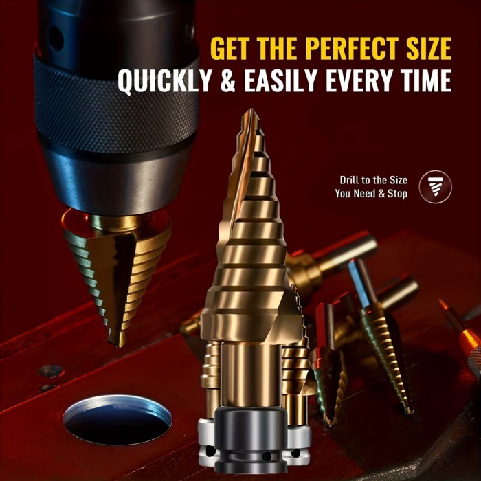 Titanium Step Drill Bit High Speed Steel Drill Cone Bits for Sheet Metal Hole Drilling Cutting HSS