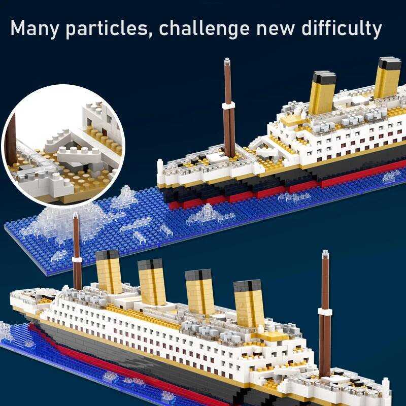 lding Block Assembly Toy Titanic Giant Boy Girl Puzzle Cruise Ship Brick Model Kit Desltop Birthday