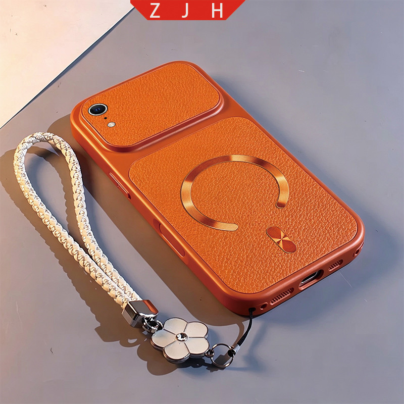 เหมาะสําหรับเคสโทรศัพท์ iPhone XR ดีไซน์ใหม่ของที่มีสี C-port แหวนดูดแม่เหล็กเลนส์ขนาดใหญ่หน้าต่างกันกระแทก Lanyard Casing CSCX03
