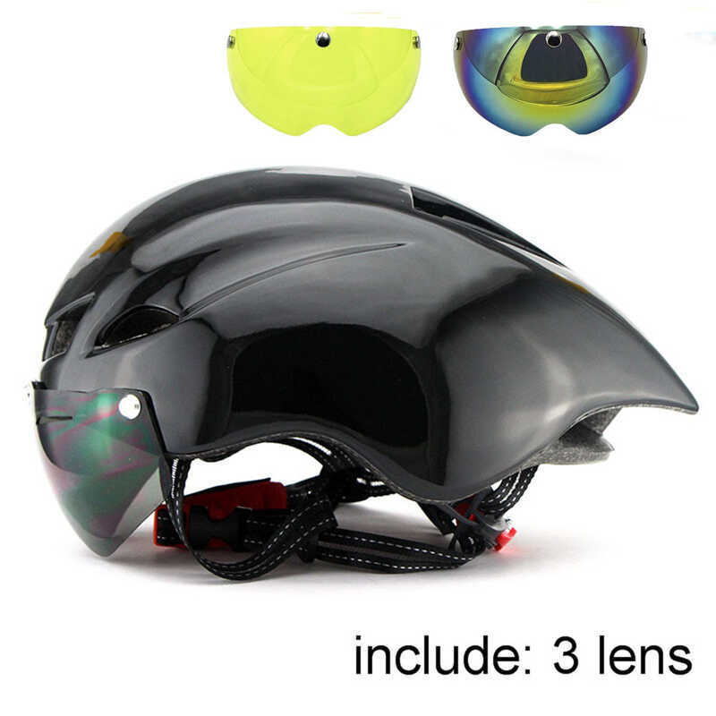 YUMAJAero TT Road Cycling Bike Safety Helmet เลนส์แม่เหล็กแบบถอดได้กันลม