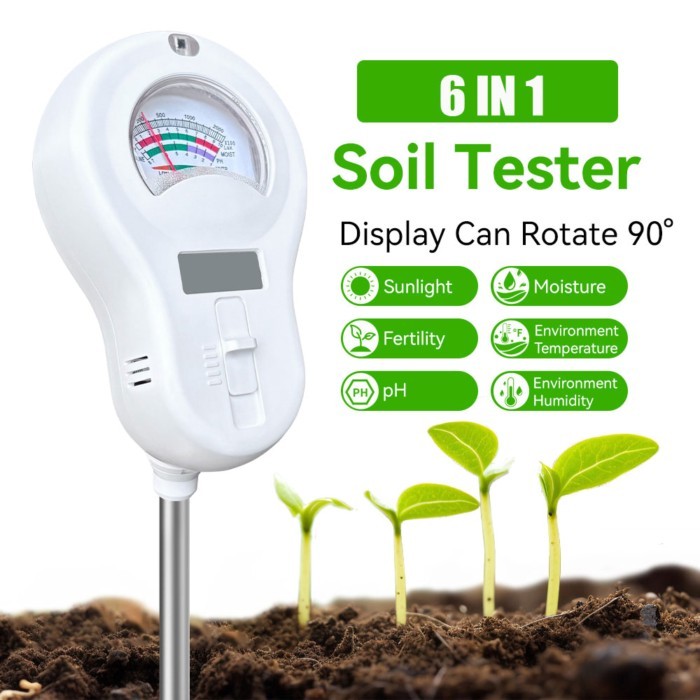 YIERYI Soil Moisture Meter 6 in 1 Soil Tester with pH Sunlight Temperature Sensor for Garden Plants