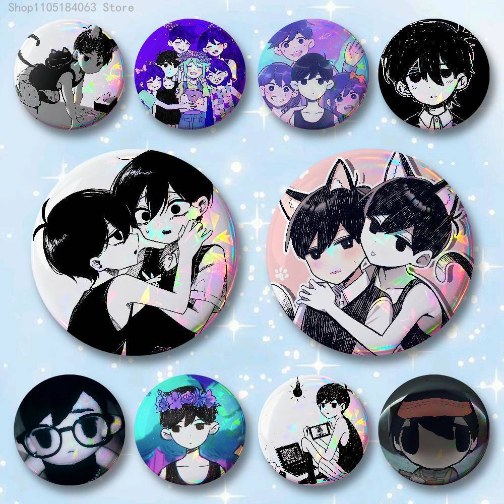 เกมOmori Sunny Mewo Badges 25 32 44 58 75 มม.รอบคอสเพลย์Pinกระเป๋าDecorแฟนรวบรวมเพื่อนของขวัญเข็มกลั
