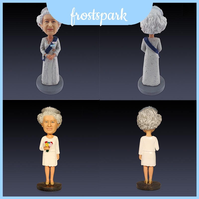 70th The Queens Jubilee Bobbling Head รูปปั้นวัสดุเรซินธรรมชาติ Handmade กล่องบรรจุภัณฑ์ภาพวาด