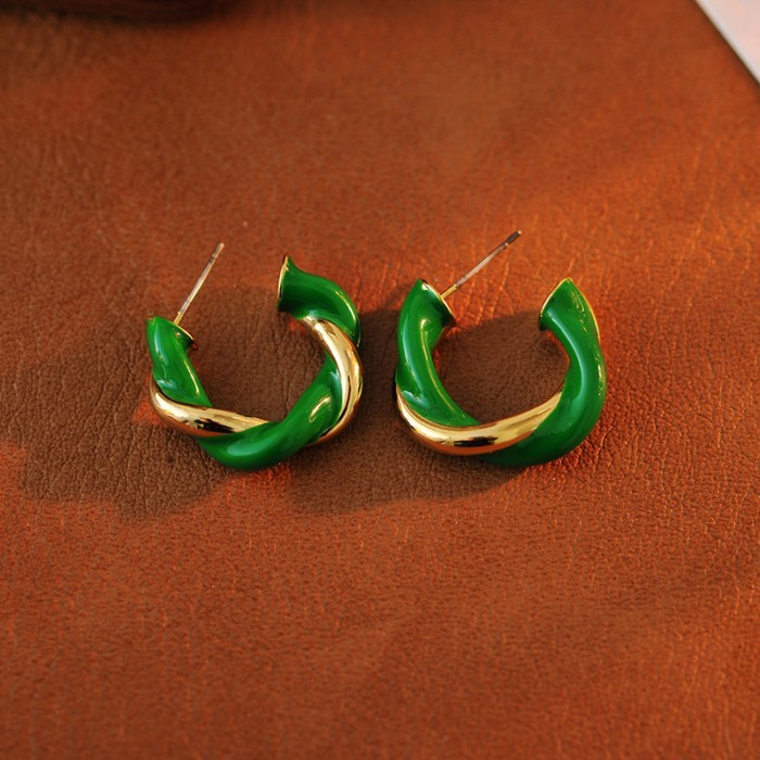 Jewelry Jewelry Jewelry Store 20 ต่างหูสี Drip Glaze Twisted แหวนต่างหูหญิงยุโรปอเมริกัน Niche High-