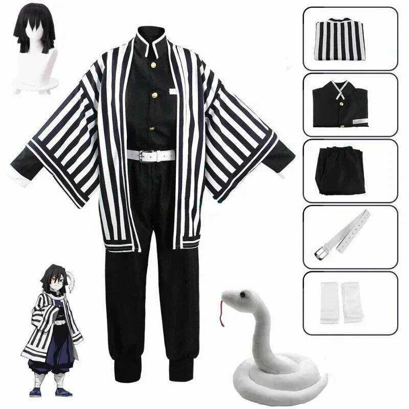 W Anime Iguro Obanai Kimono Uniform Anime Pruik Cosplay Kostuum Halloween Feest