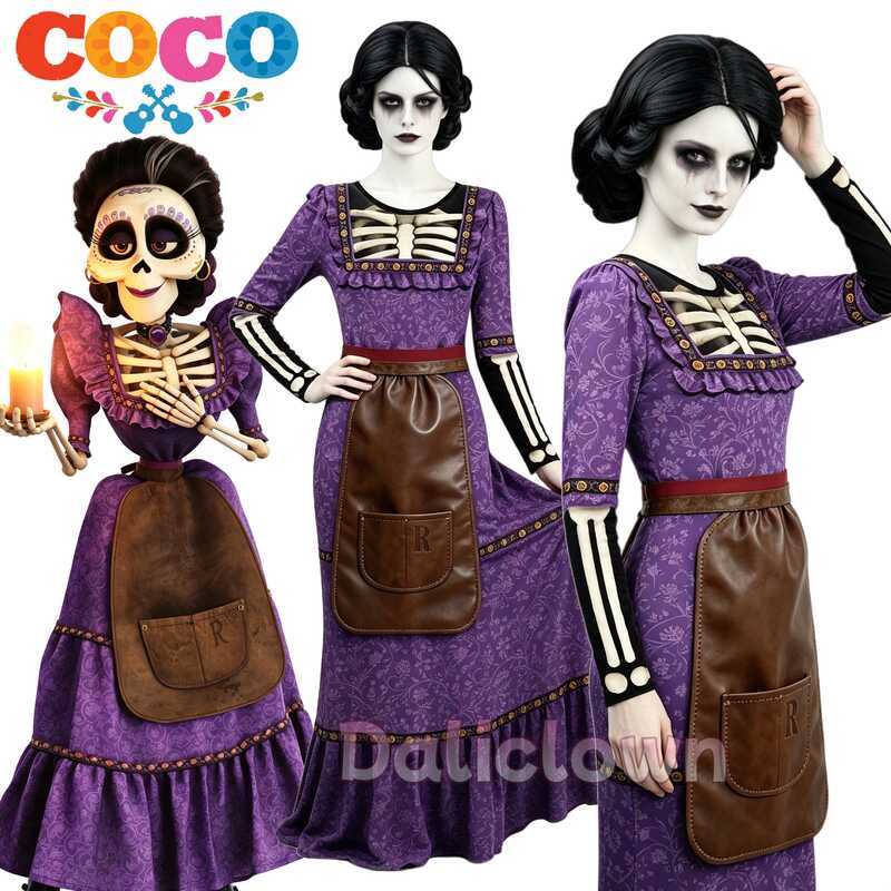 W Family Party Movie Coco Mama Imelda Cosplay Costume Dress Mexico Mexican Day Of The Dead Costume