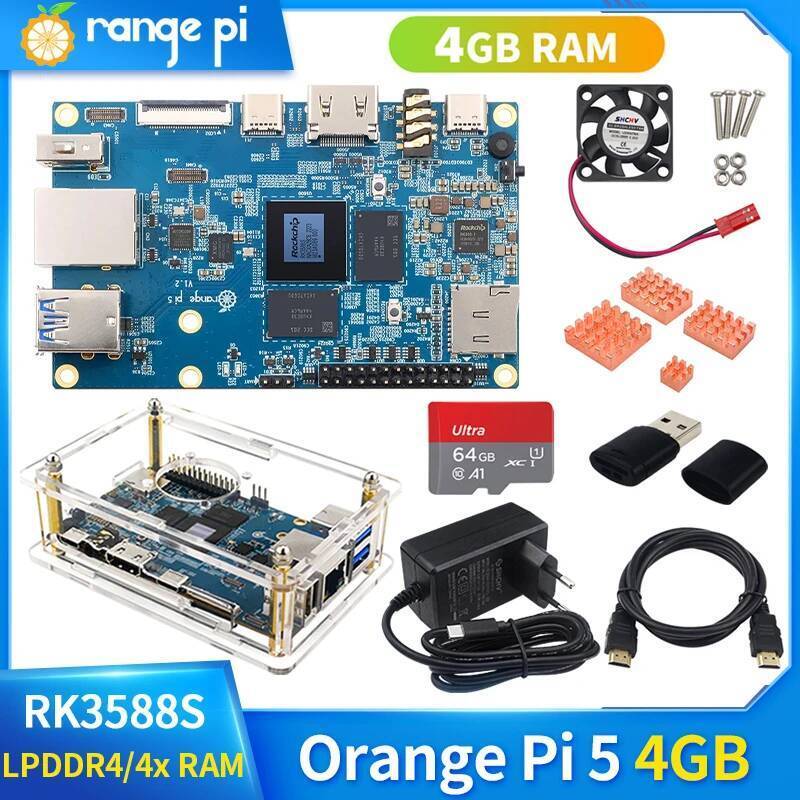 TA สีส้ม Pi 5 4GB RAM Rockchip RK3588S 8 Core Gigabit Ethernet บอร์ดเดี่ยวคอมพิวเตอร์รองรับสีส้ม Pi 