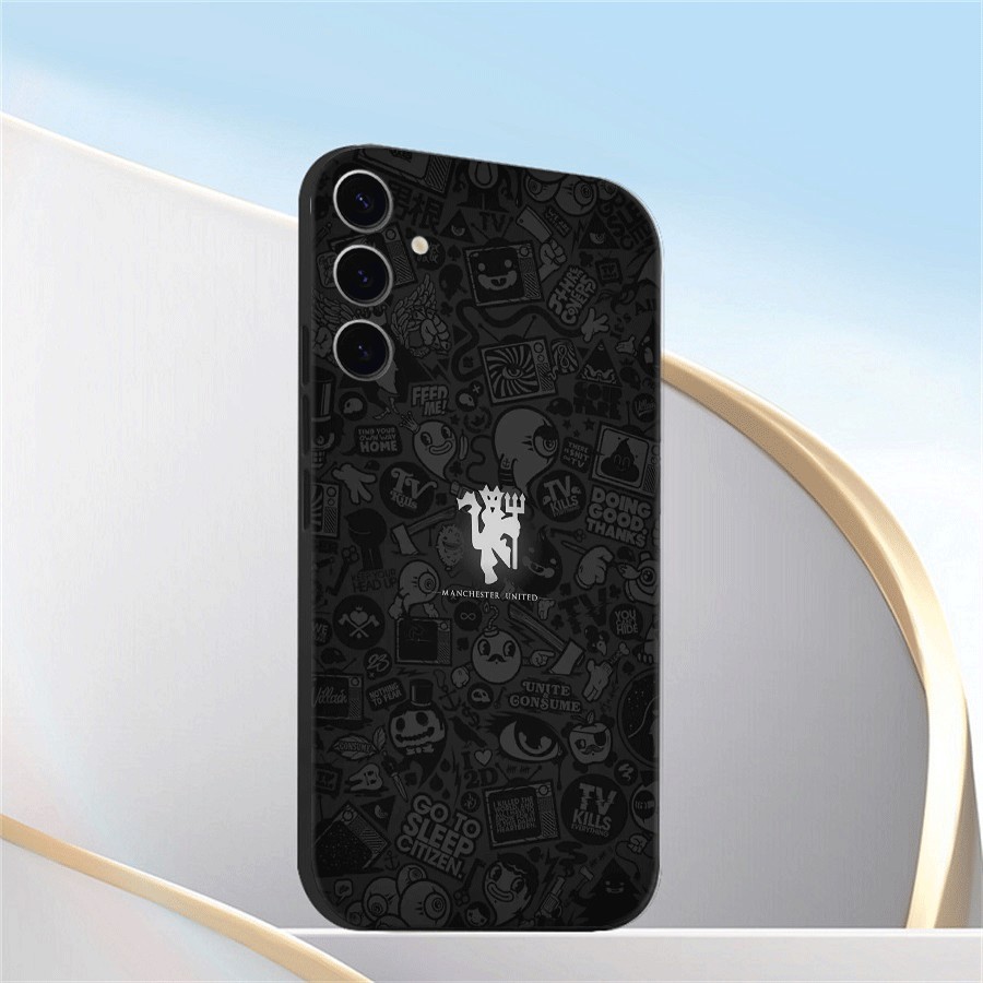 SAMSUNG D-14Manchester United FCสําหรับSamsung A54 5G A55 A60 A70 A71 A72 A73 F62 TPUซิลิโคนอ่อนนุ่มกันกระแทกหรูหราเคสโทรศัพท์สีดํา - รูปที่ 6