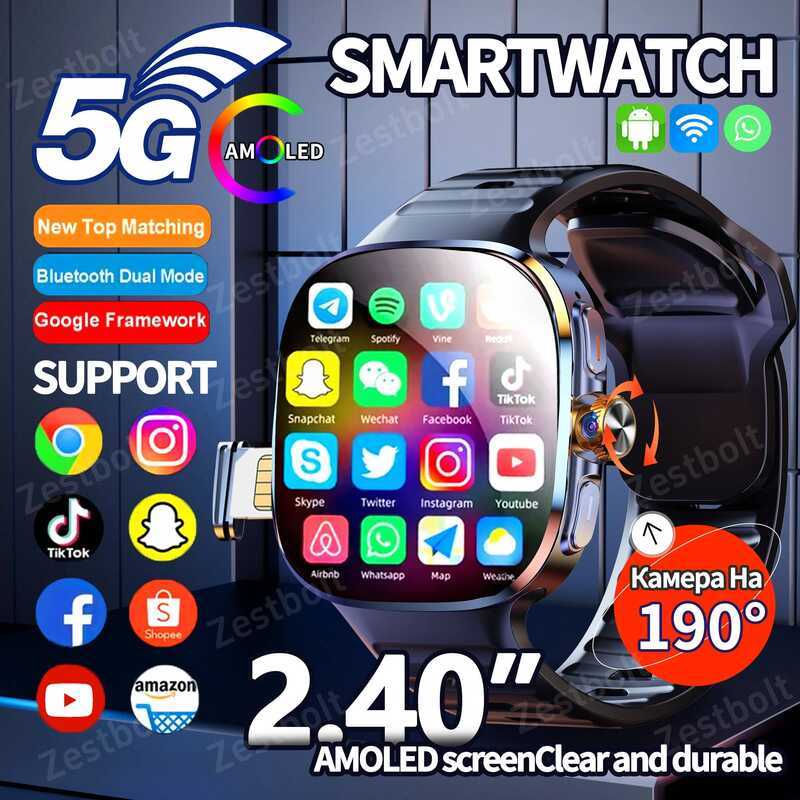 M99 4G 5G LTE 10.0 Smartwatch 2.4 นิ้วขนาดใหญ่ Amoled หน้าจอเกมสมาร์ทนาฬิกา 2100Mah แบตเตอรี่สําหรับ