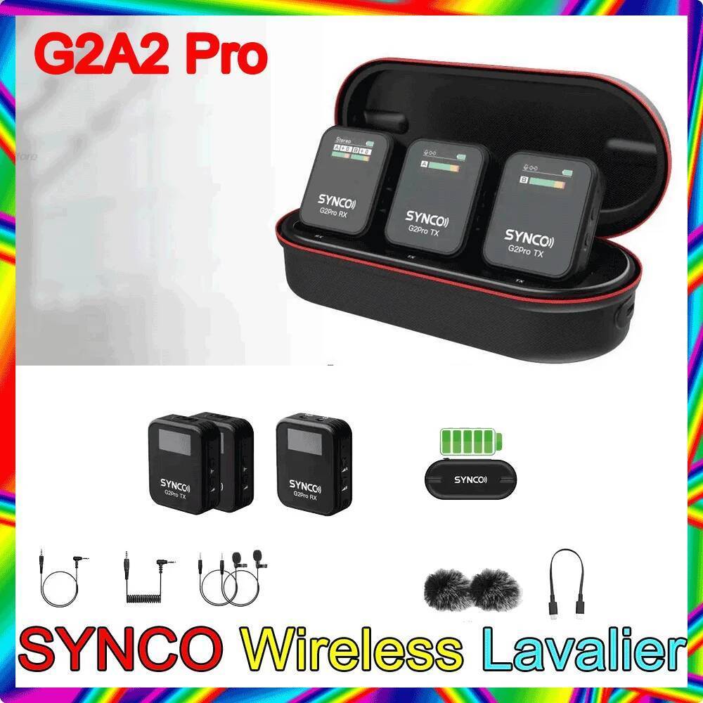 SYNCO G2 A2 G2A2 Pro 2.4G ไมโครโฟนไร้สายแบบหนีบเสื้อสําหรับสมาร์ทโฟนกล้องวิดีโอสตูดิโอสตรีมมิ่ง YouT