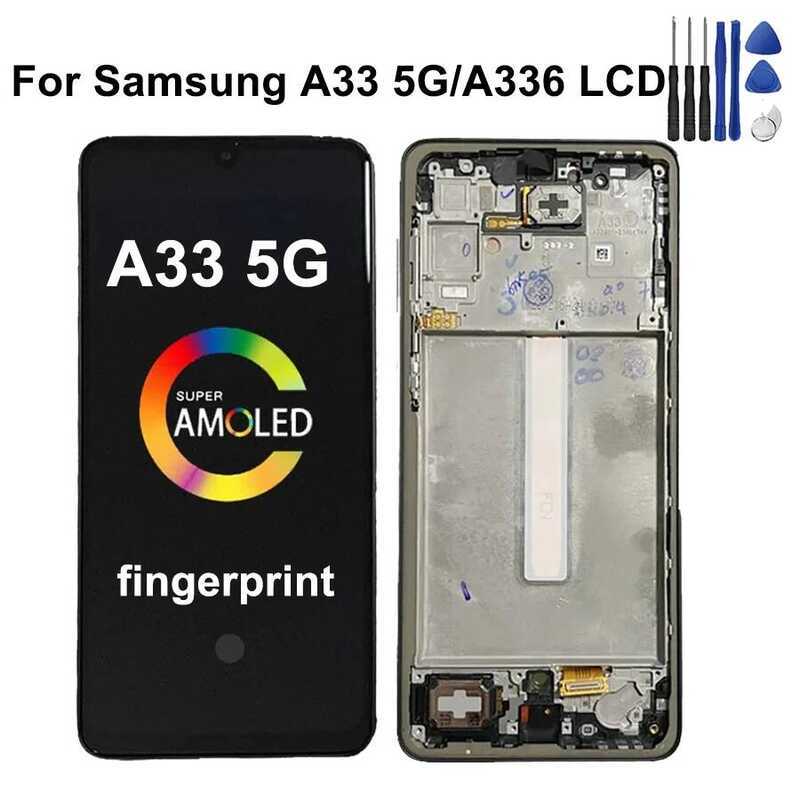 หน้าจอ Super AMOLED ขนาด 6.4 นิ้ว สำหรับ Samsung A33 5G จอแสดงผล A336 LCD พร้อมชุดหน้าจอสัมผัส สำหรั