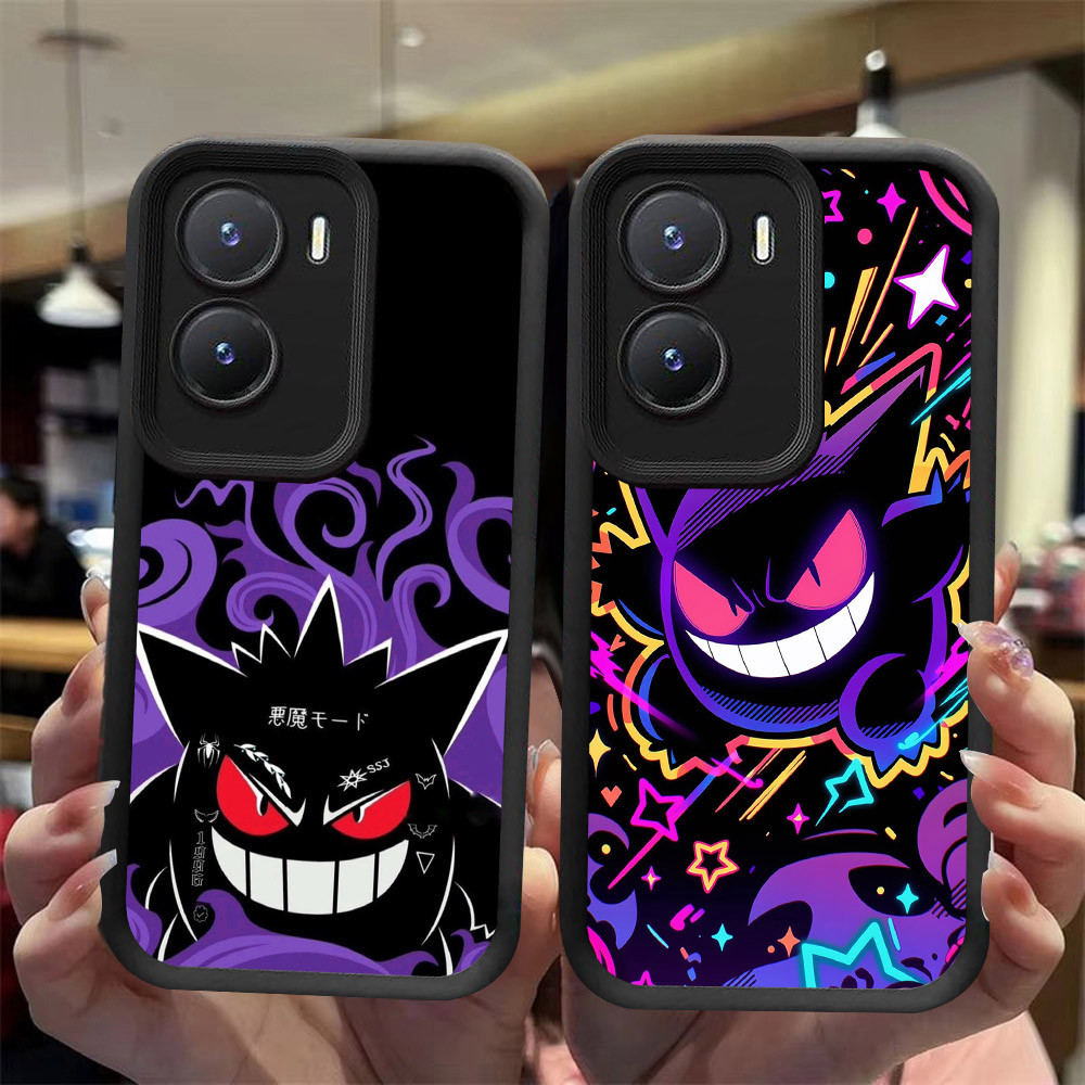 J-1 Pokemon Gengar ดำขาวชมพูเคสโทรศัพท์หรับ VIVO Y15S Y02S Y15A Y16 Y01A Y01 IQOO Z7i