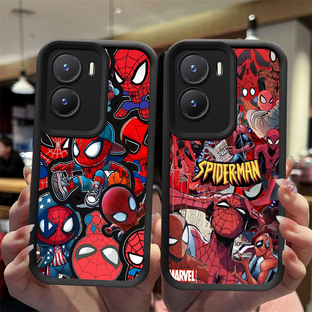 J-4 Spider-man ดำขาวชมพูเคสโทรศัพท์หรับ VIVO Y15S Y02S Y15A Y16 Y01A Y01 IQOO Z7i