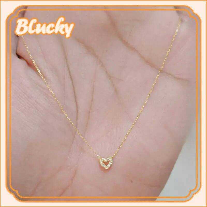 สร้อยคออิตาลี ชุบทอง 18K (Au750) สร้อยคอหัวใจเพทาย สำหรับผู้หญิง ของขวัญ 18 นิ้ว น้ำหนัก 0.1G มีเก็บ