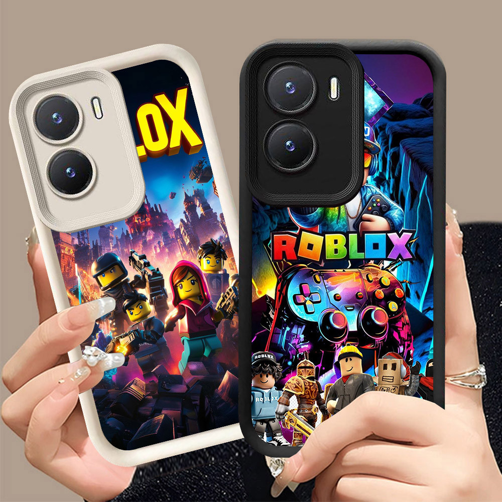 Q-24 Roblox ขาวดำเคสโทรศัพท์หรับ VIVO IQOO Z7i Y01A Y02S Y15S Y15A Y16 Y01 ปกสีชมพู