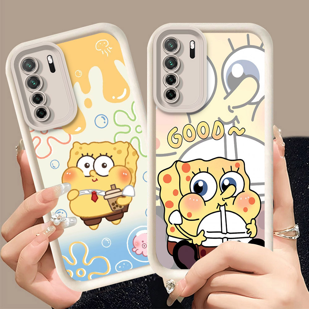 Q-7 SpongeBob ขาวดำเคสโทรศัพท์หรับ Huawei Y9 2019 P30 Nova 5T Pro ปกสีชมพู
