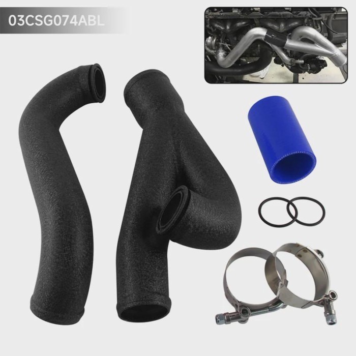 Wrinkle Black 2" Aluminum Upgrade Pipe Kit Turbo Outlet Charge For BMW N54 E90 E92 E93 335i/335xi/3