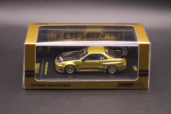 1/64 INNO NISSAN TOP SECRET R34 GT-R โมเดลรถโลหะผสมพร้อมสต็อกใหม่เอี่ยม