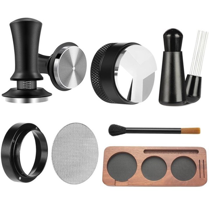 L68A AB34-7-Piece Espresso Accessory Tools Kit Featuring 51Mm Tamper, WDT Tool, Tamping Station, An