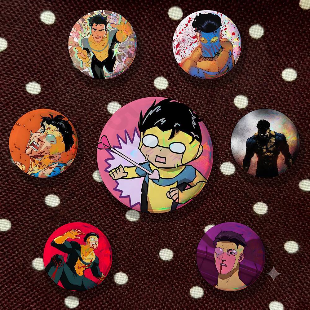 Invincible M-Mark Atom_M Eve Tinplate Enamel Pins ความคิดสร้างสรรค์พิมพ์ภาพข้อความโลหะป้ายปกเข็มกลัด