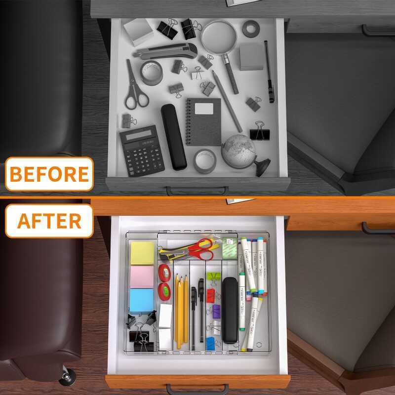 Drawer Organizer For Kitchen Utensils Expandable Storage Box For Cosmetics/Stationery Multi-Purpose