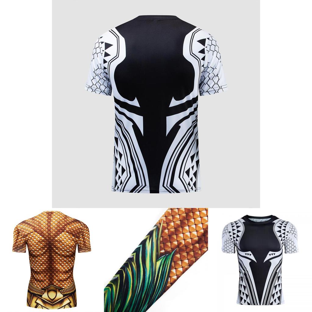 เสื้อเชิ๊ตผู้ชาย สกรีนลาย Aquaman 3D พร้อมถุงพกพา
