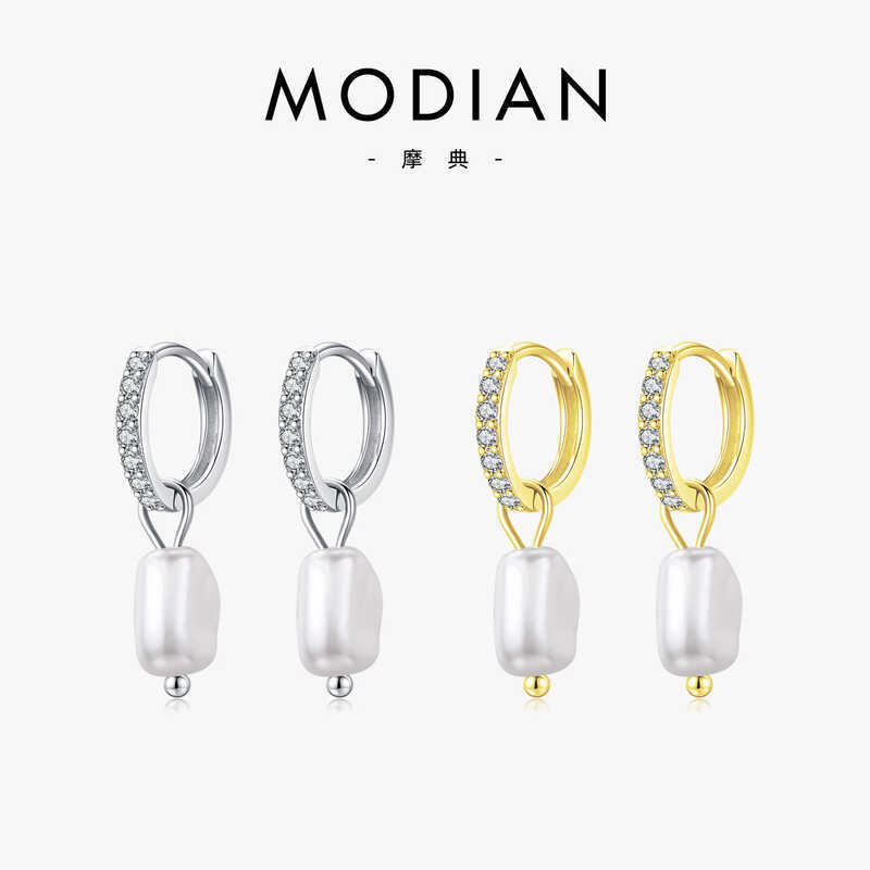 Modian Modian เงินสเตอร์ลิง Baroque Pearl ต่างหูหญิงหัวเข็มขัด Hypoallergenic i ns High-End เครื่องป