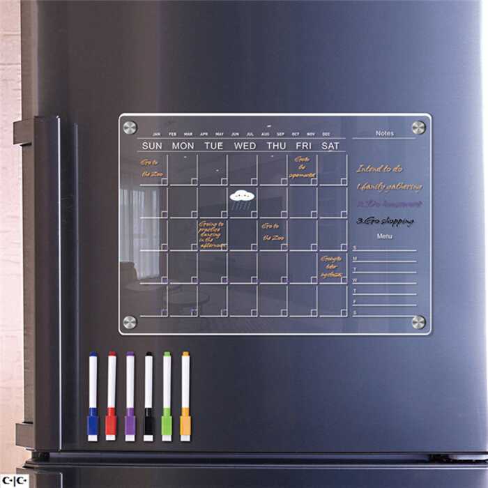 C ☪♪▣1Pc Clear Acrylic Magnetic Weekly Monthly Planner Whiteboard Fridge Magnet Flexible Drawing Re