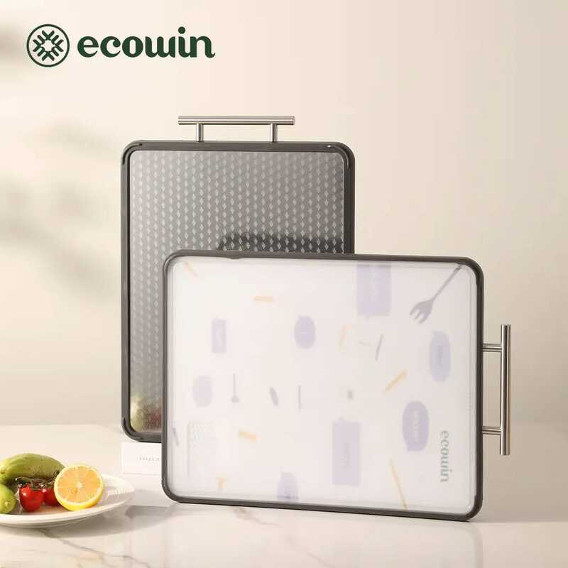 Ecowin 2เขียงสแตนเลส ขนาดใหญ่ (316) ทำจากวัสดุ PP เขียง 2 ด้านมีแผ่นกั้นความหนา แยกอาหารดิบและสุกร เ