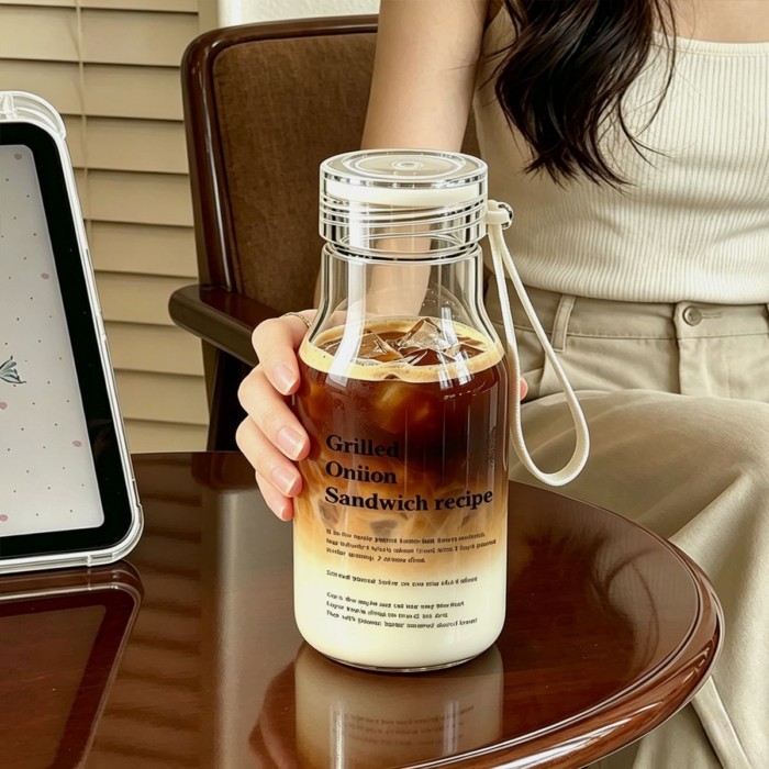 ถ้วยน้ํา แบบพกพา แบบพกพา นม ถ้วยกาแฟ ถ้วยแก้ว
