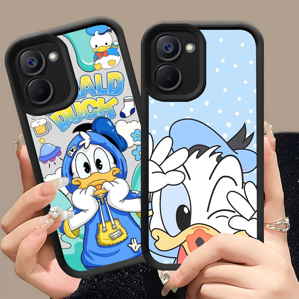 Q-13 Donald Duck ขาวดำเคสโทรศัพท์หรับ VIVO IQOO Y03T Y18S Z9 T3 Y03 Y18i Y18 LITE ปกสีชมพู