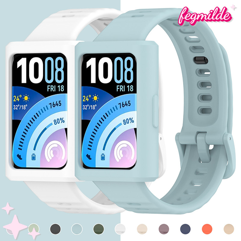 สายรัดกล่องกีฬาซิลิโคนอ่อน for Huawei Band 11/11 Pro สายพานยางกีฬา สายรัดข้อมือป้องกันหน้าจอ อุปกรณ์เสริมฝากกันชน