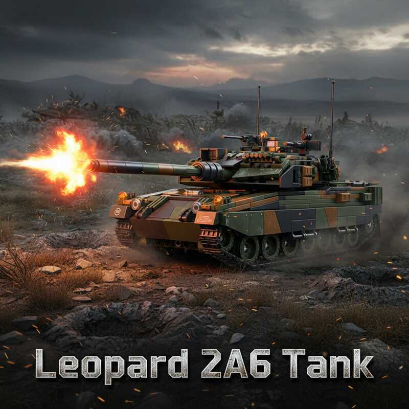 rmored Vehicle Building Blocks Machine War Leopard 2A6 Heavy Tank Bricks Sets Creative Toy Festival