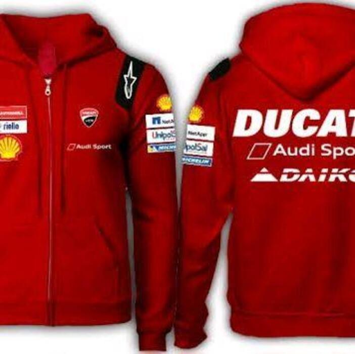 Jaket เสื้อกันหนาวมีฮู้ดมีซิป motoGp Ducati คุณภาพดีที่สุด - merah, s