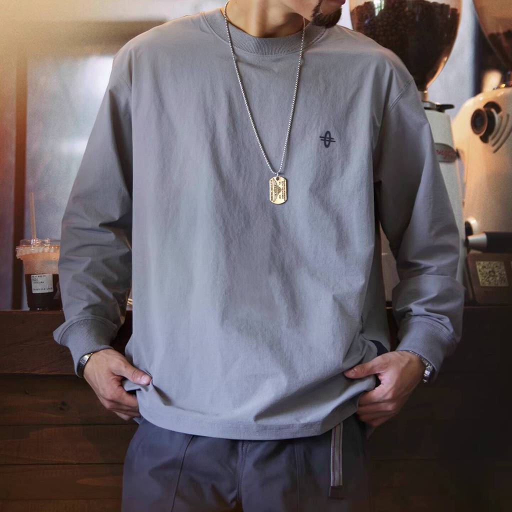 Wuluwear [ผ้าเทคโนโลยีเย็น] เสื้อยืดแขนยาวระบายอากาศแห้งเร็วกลางแจ้งผู้ชาย 2025 ฤดูใบไม้ร่วงใหม่สไตล์กีฬา Bottoming เสื้อ
