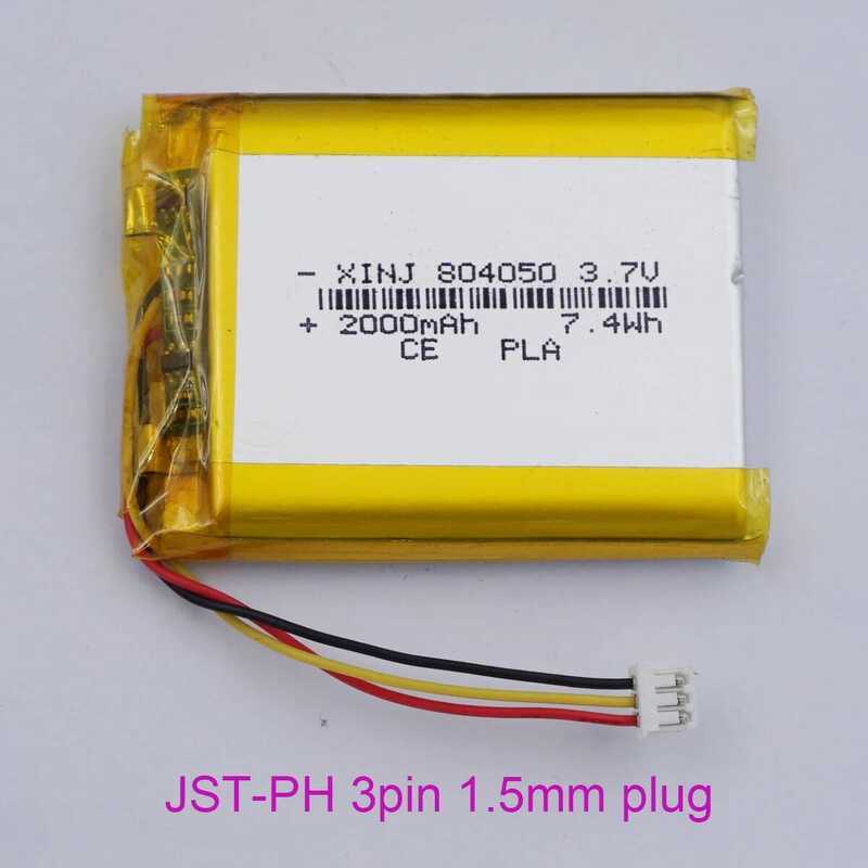 แบตเตอรี่ลิเธียมแบบชาร์จได้ 3.7V 2000mAh 7.4Wh 804050 พร้อมเทอร์มิสเตอร์ NTC สำหรับเปลี่ยนทดแทน พร้อ