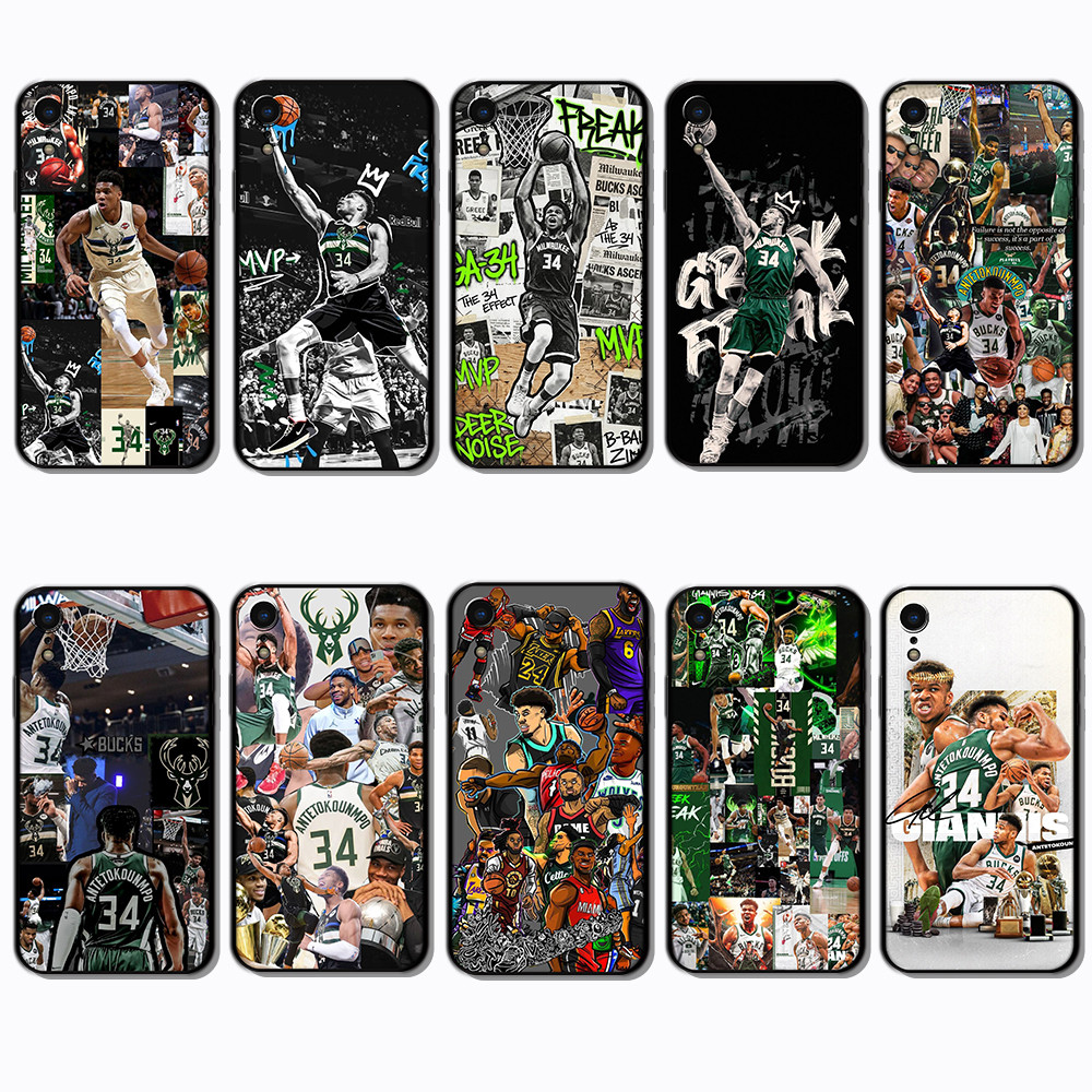 IPhone XR Giannis Antetokounmpo เคสโทรศัพท์สี TPU สีดํานุ่ม