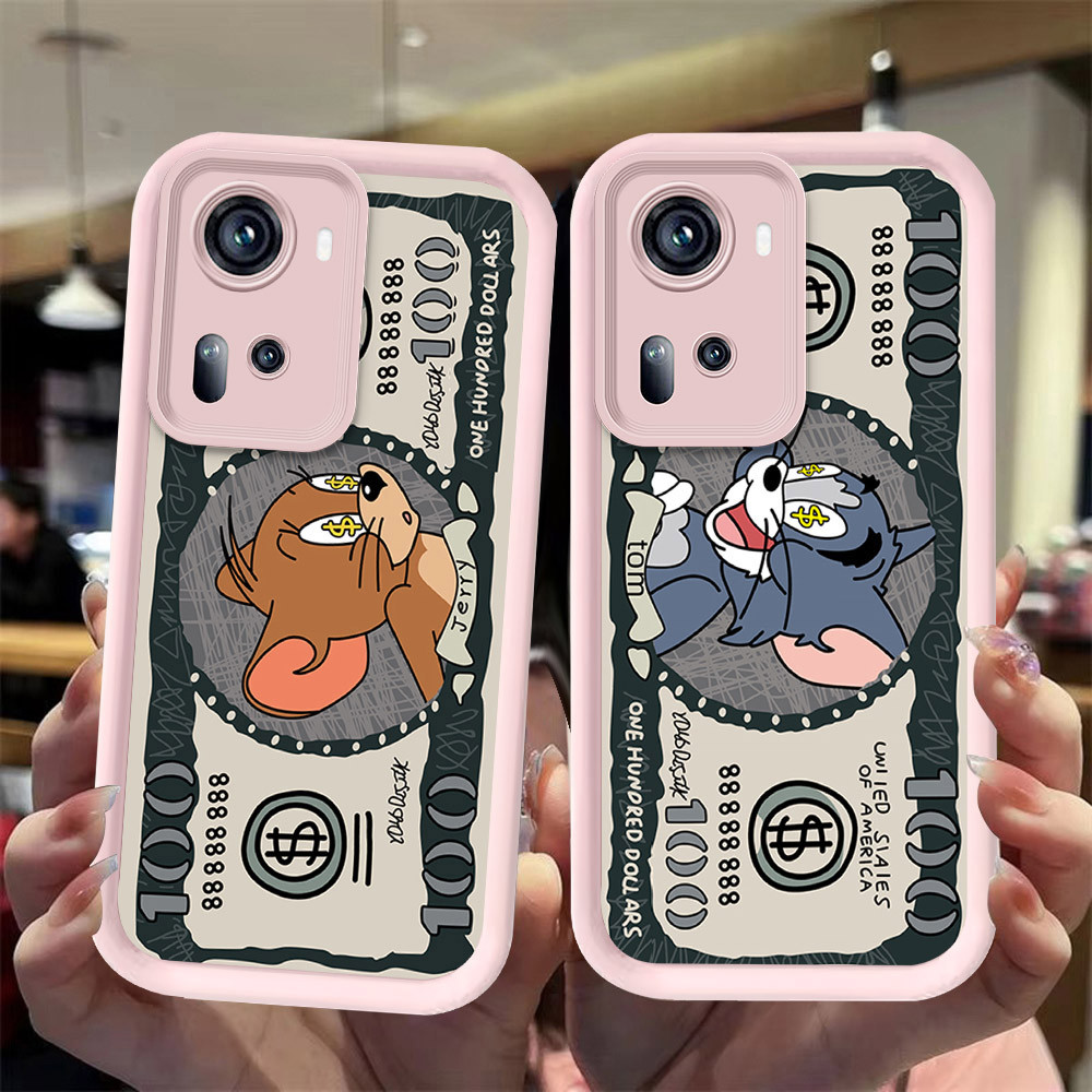 J-16 New Cat Mouse ดำขาวชมพูเคสโทรศัพท์หรับ OPPO Reno 11 10 Pro Plus 5G