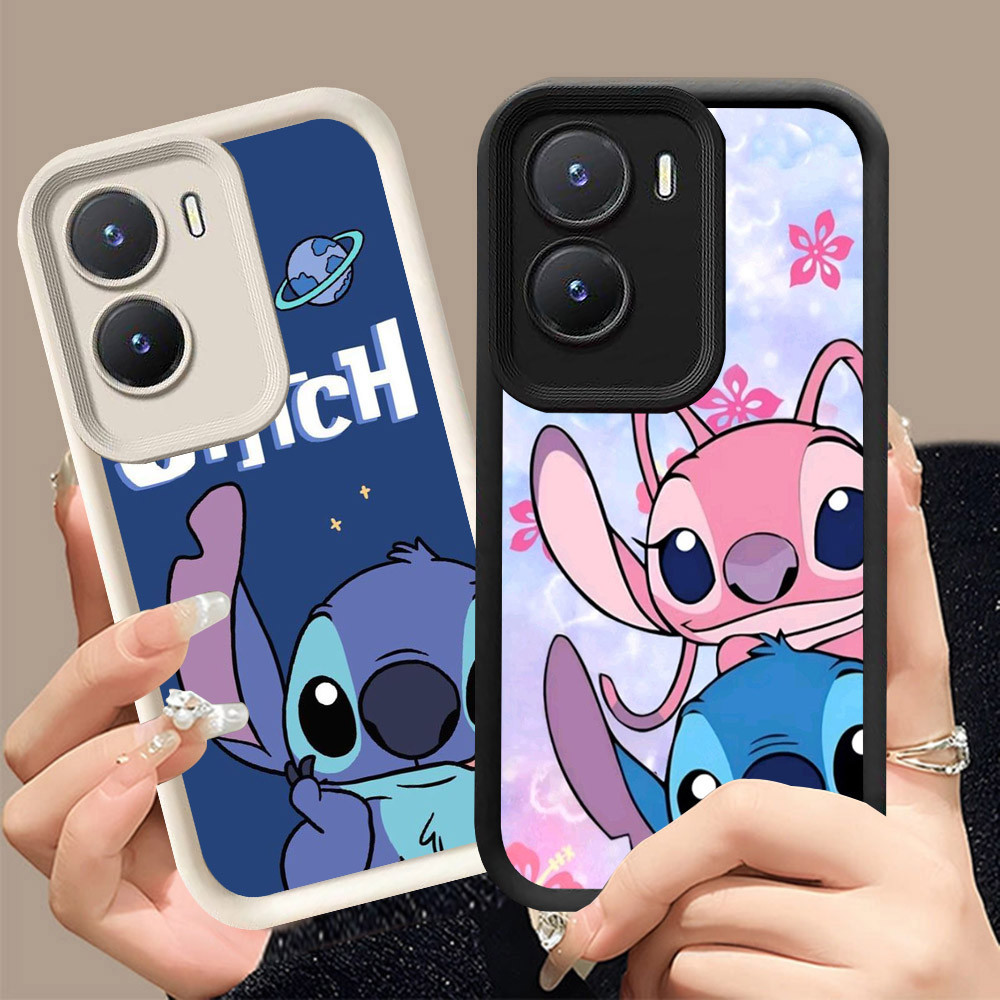 Q-30 Cute Stitch ขาวดำเคสโทรศัพท์หรับ VIVO IQOO Z7i Y01A Y02S Y15S Y15A Y16 Y01 ปกสีชมพู