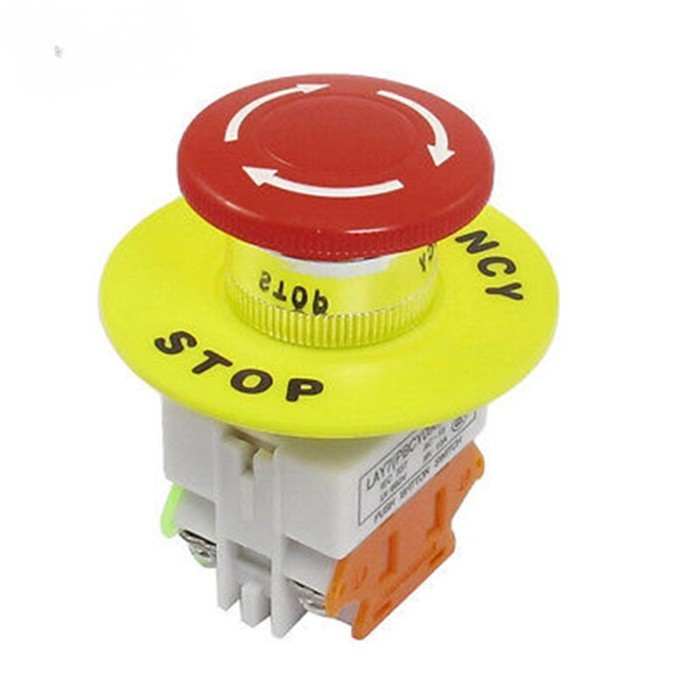 Red Mushroom Cap 1NO 1NC DPST Emergency Stop Push Button Switch AC 660V 10A Switch Equipment Lift E