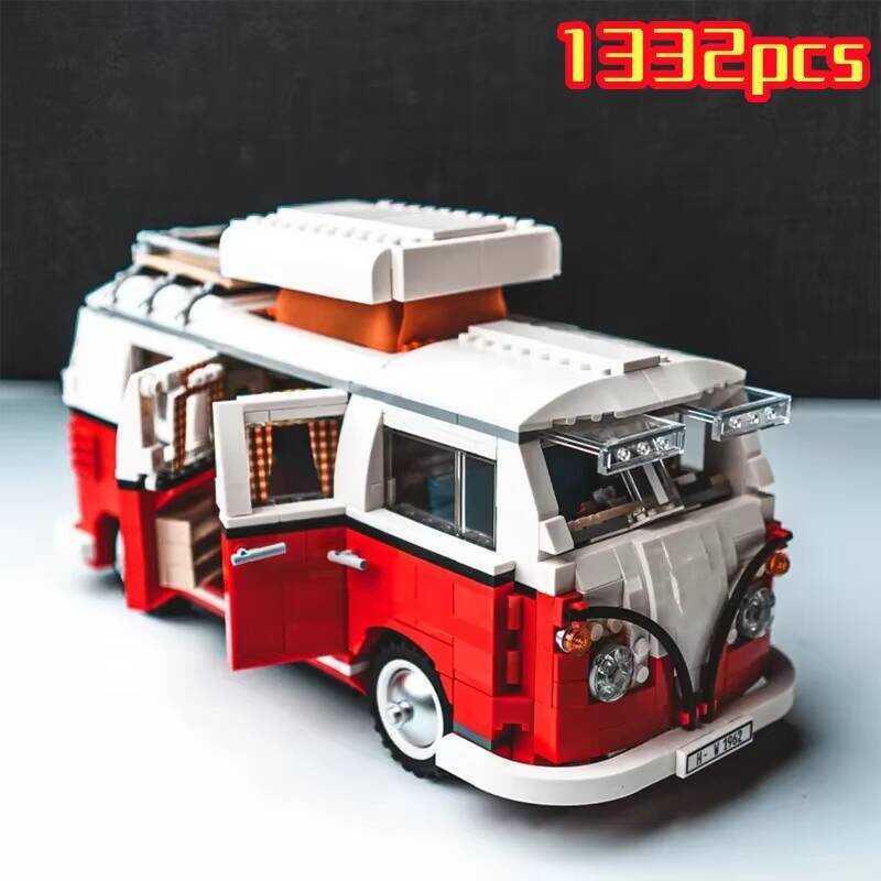 T1 Camper Van Bus Car Building Blocks Vehicle Assemble Model Fit MOC Set Bricks Toys For Boys Girl