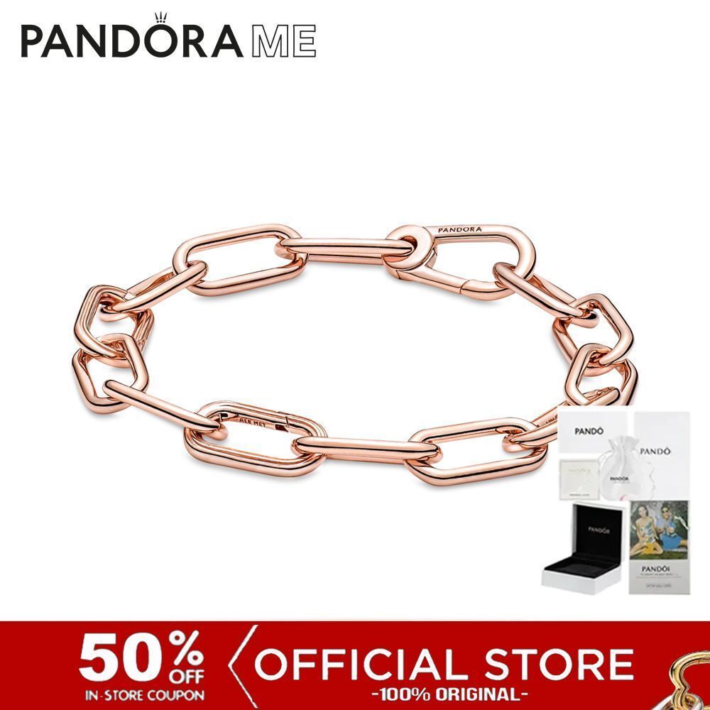 (ของแท้100%) Pandora Me Rose 14k Rose Gold-plated Link Bracelet เครื่องประดับ สร้อยข้อมือ สีโรส โรส สร้อยข้อมือสีโรส