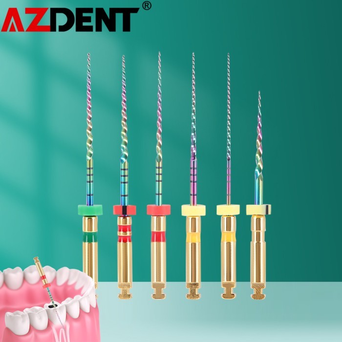 AZDENT 6PCS Dental Rotary M3 Rainbow Files Thermal Activation Accessories Endodontic For Root Canal