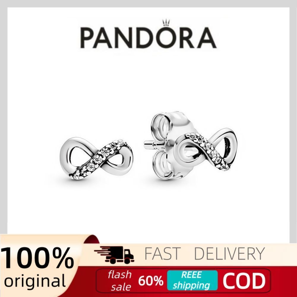 PANDORA Sparkling Infinity Stud Earrings - Stunning Women's Earrings - Gift for Her - Sterling Silver & Cubic Zirconia