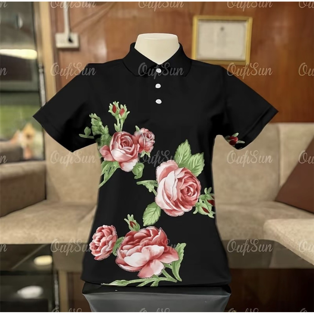 BOHEMIAN FLORAL PRINT HAWAIIAN SHIRT, สีผู้ชาย BLOCK LAPEL SHORT SLEEVE, CASUAL VACATION STYLE‌